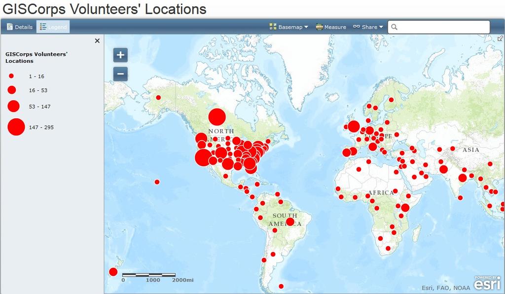 Volunteers Locations +/- 3,800 (July 2015) volunteers