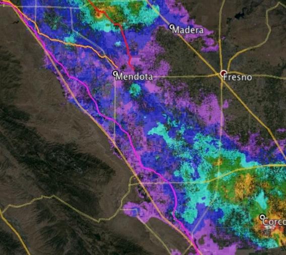 Subsidence in Central Valley Spaceborne / Airborne Comparison May 2014 Jan.
