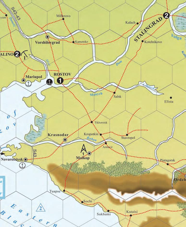 EASTFRONT EDELWEISS SCENARIO AUGUST II 94 AXIS TURN Command PHASE The Axis player activates the IIcv HQ at Salsk (Unit U) and deploys one hex [5.] to Kropotkin.