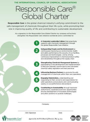 New Responsible Care global charter Cefic goal is to have as many companies as possible sign the new global charter in Europe End 2016, 101 member