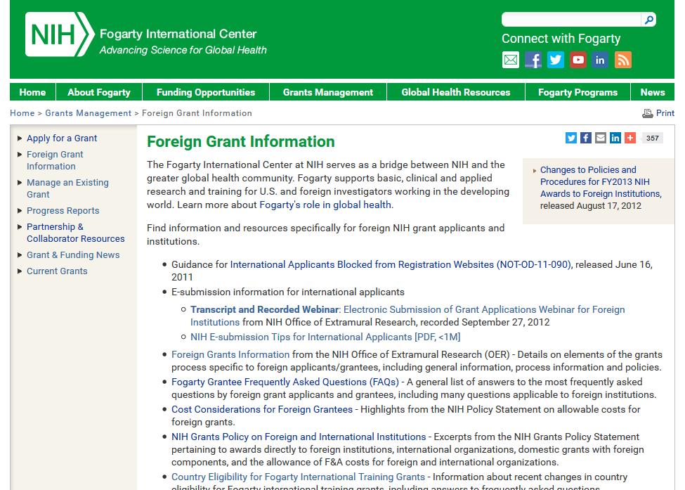 Foreign Grant Information https://www.