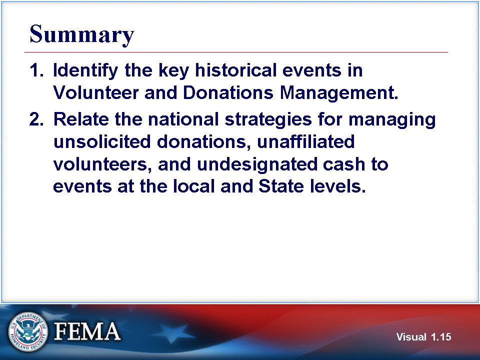 Relate the national strategies for managing unsolicited donations, unaffiliated