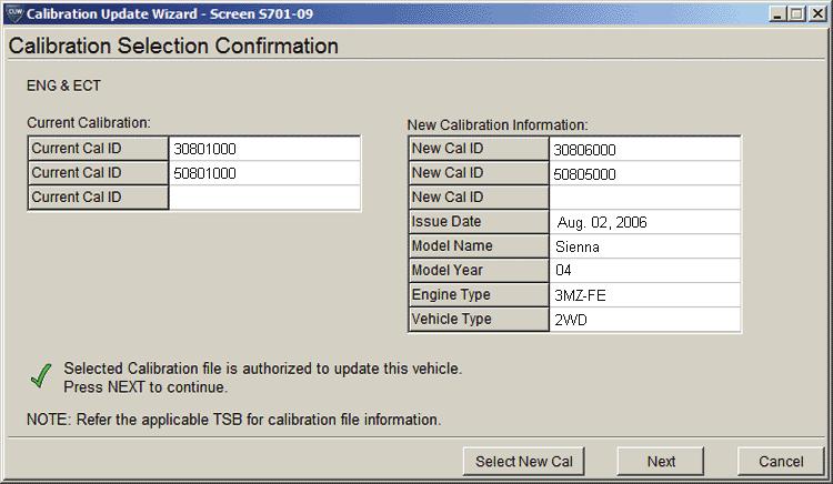 T-SB-0012-13 January 29, 2013 Page 16 of 23 F. Verify correct current calibration and new calibration information. Then click Next.