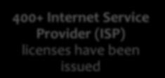 throughout the country 400+ Internet Service Provider (ISP) licenses have
