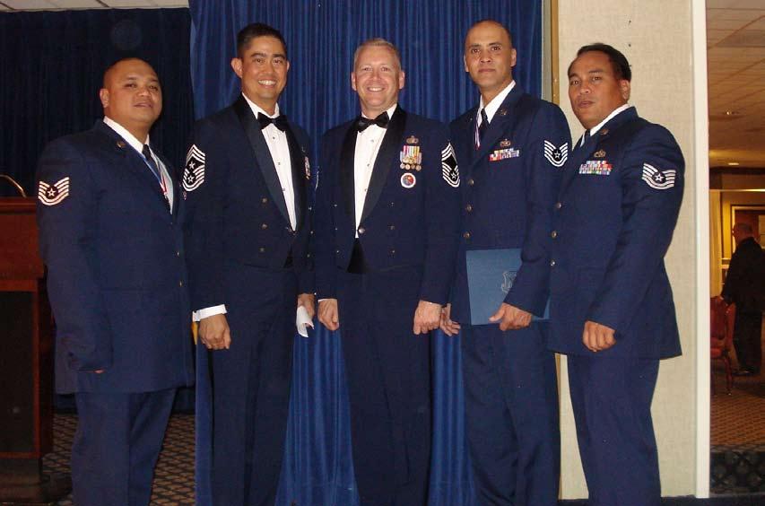 Around the RSG Grad Night Three members of the 44th Aerial Port Squadron successfully graduated from Noncommissioned Officer Academy at Petersen Air Force Base, Colo., Apr. 3, 2008. From left - Tech.