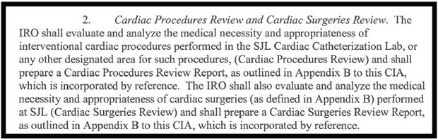 Quality of Care CIA Provisions Medical Necessity Claims Review Excerpt from St.
