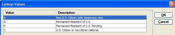 for the Citizenship Info Field.