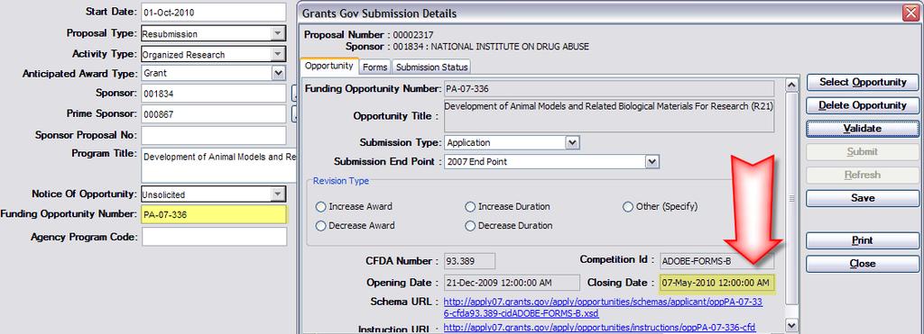 Enhancement to the COPY Proposal Function con t *Note please check the Funding Opportunity Number that was copied to be sure it is still active. Also, check the Closing Date in the Grants.