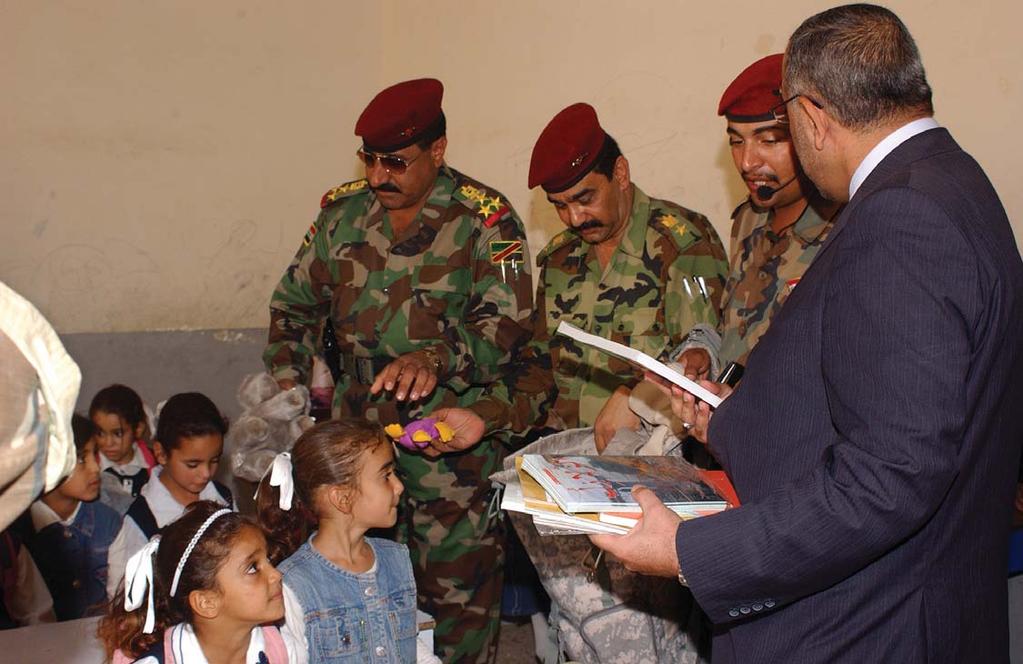 TIFFANY EVANS 41ST FIRES BDE., PAO FOB DELTA Iraqi Security Forces and the mayor of Numaniyah handed out backpacks, books, candy and stuffed animals to elementary and middle school girls Oct.