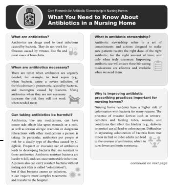 (7) Education Mike s Summary 25 Antimicrobial Stewardship education to: Residents and family Caregivers Healthcare workers Mechanism of disseminating the antibiotic information: Flyers Pocket guides