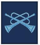 Blue Crossed Trumpets Musician Badge A musician badge for the Bugle or Cavalry Trumpet.