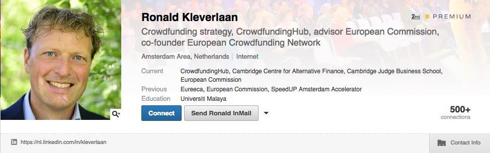 He is founder of CrowdfundingHub, the European Expertise Centre for Alternative and Community Finance.