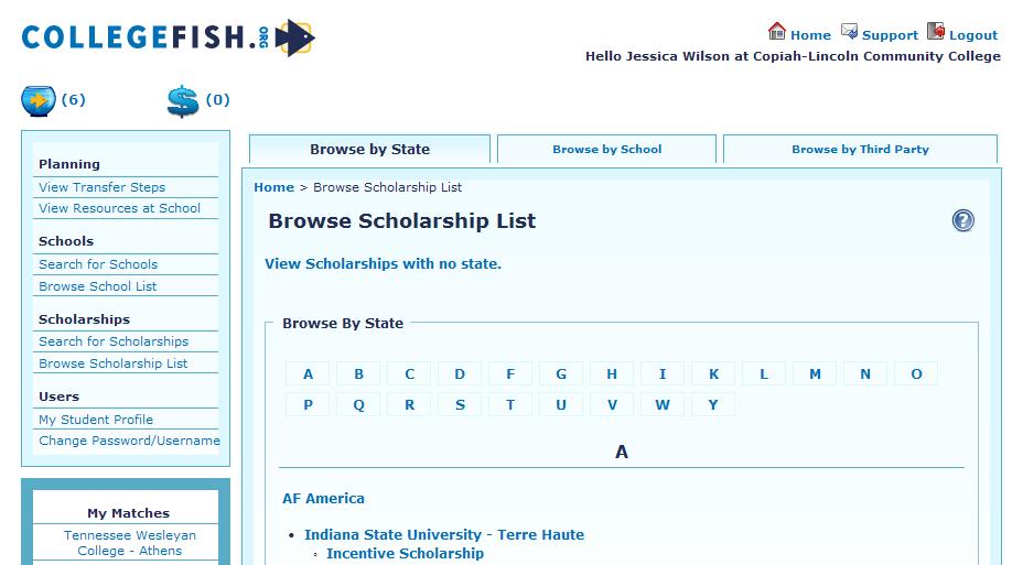 You may enter specific criteria and see if there are any scholarships that match.