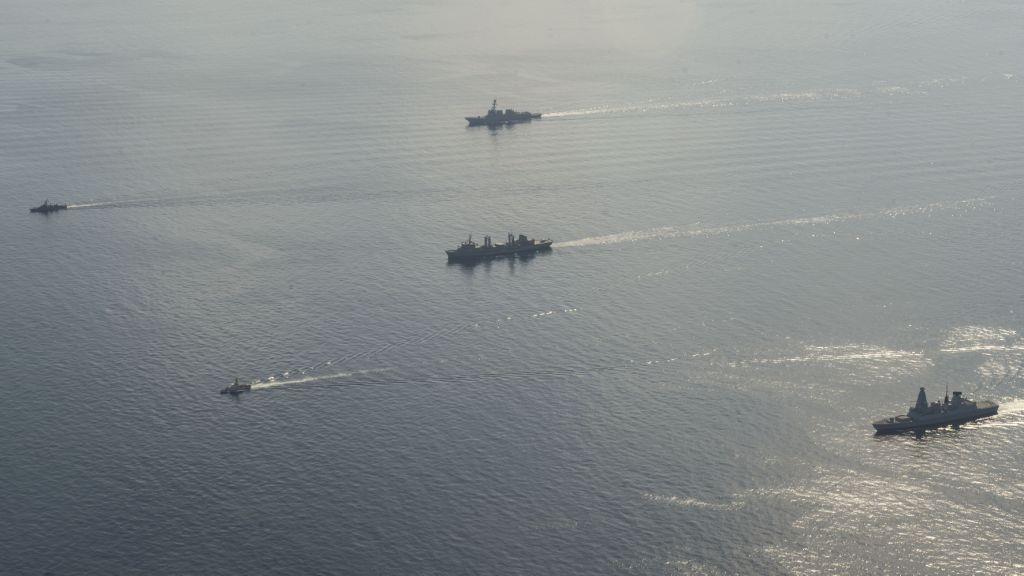 Figure 6: Foreground to background: HMS Dauntless, USS Firebolt, HMAS Success, USCGC Maui and USS Dewey [19].