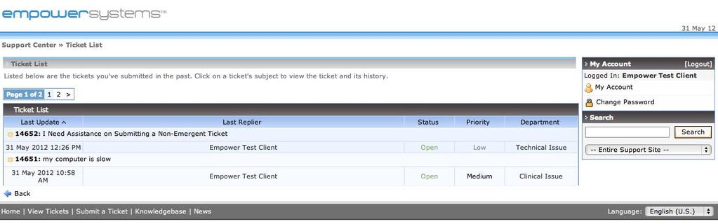 You can click on the ticket number to open the text of a particular ticket.