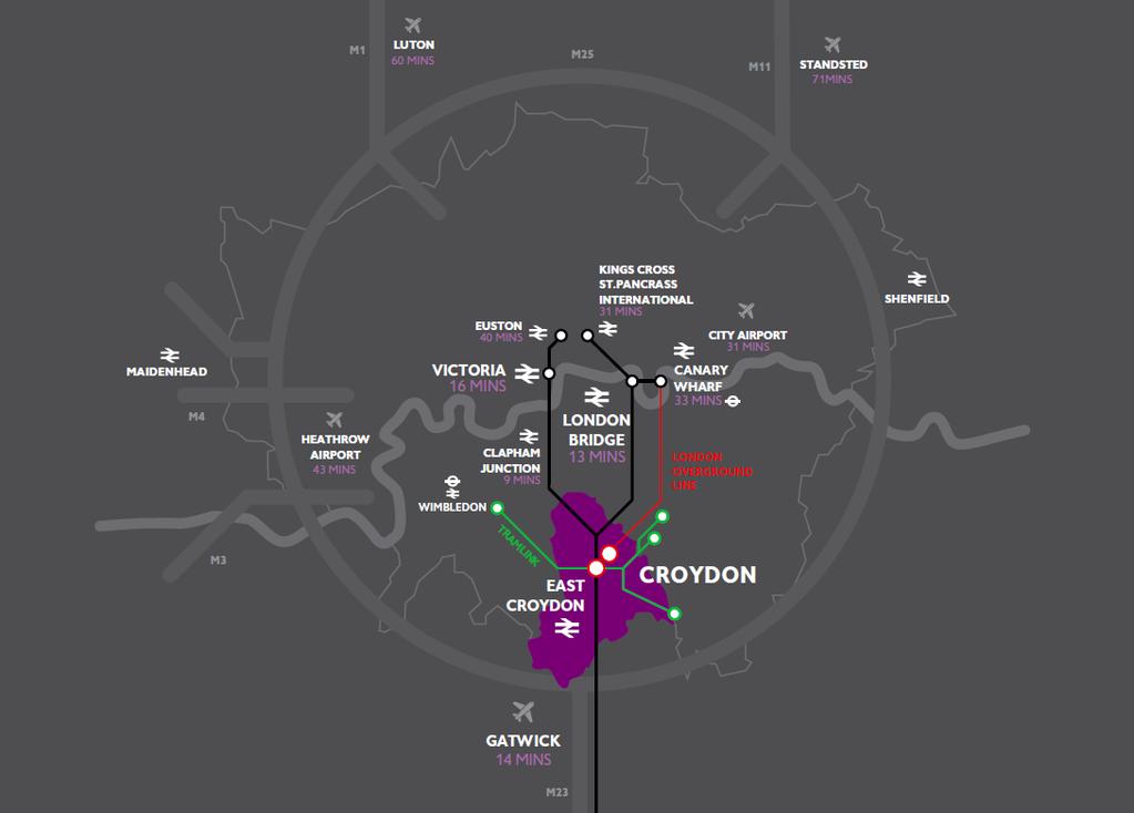 Transport and Infrastructure Transport is seen as a significant contributor to why Croydon is great for business, with good road, rail and airports links.