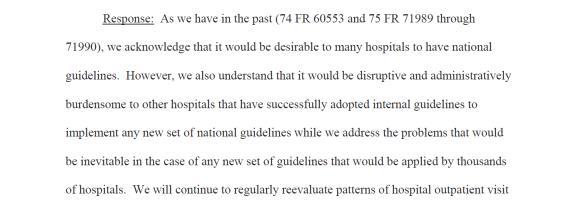 2012 CMS OPPS Final Rule: New Guidelines Would Be Disruptive 2018 ED Facility Guidelines Update -OPPS page 773 In the CY 2018 OPPS proposed rule, we proposed to continue with our current emergency