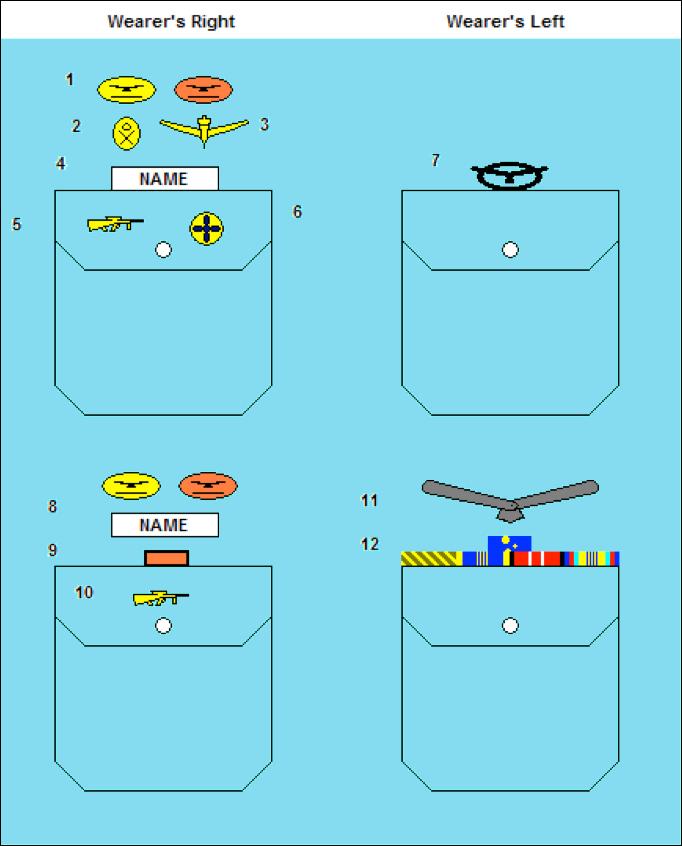 Annex O to Unit Standing Instructions 2016 Badges The following diagrams have been prepared to assist members understand the correct method of wearing insignia and other accoutrements on the Service