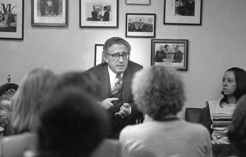 Kissinger accepts an appointment as a professor in Georgetown's School of Foreign Service, where he engages students with stories of his historic