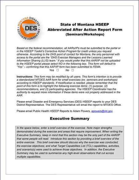 Exercise Design Tools: Worksheets Necessary Worksheets Local to state request for strategic national