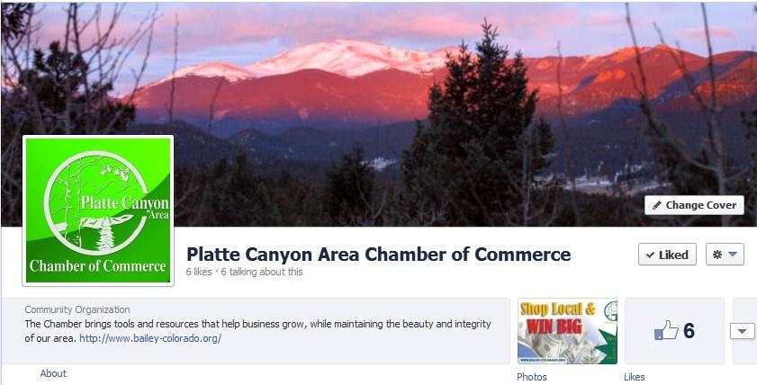 Please visit the Chamber Facebook page by searching for Platte Canyon Area of Commerce in the search bar at the top of the Facebook program. Click the Like button.