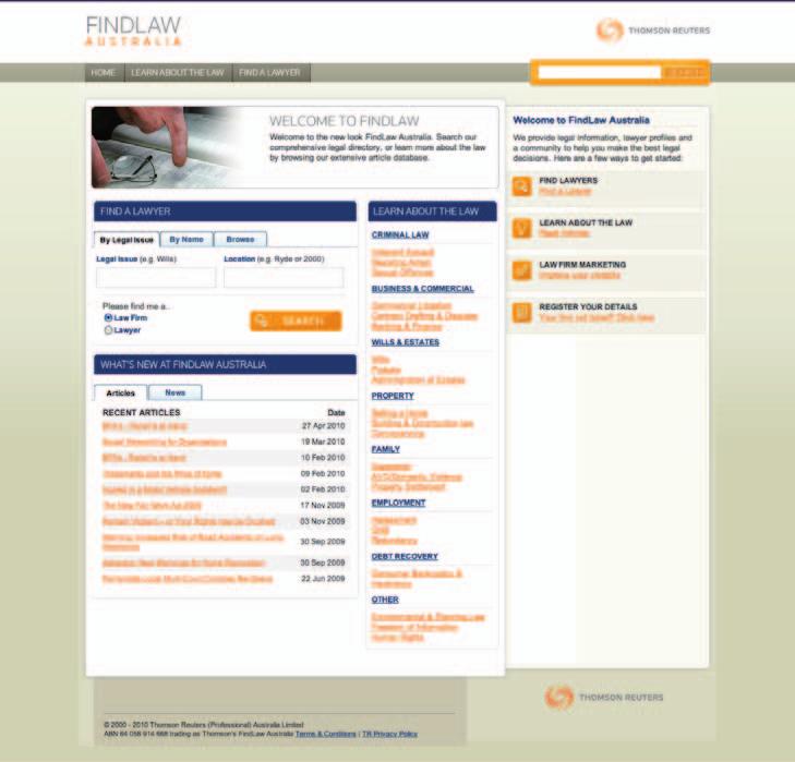 FINDLAW AUSTRALIA Findlaw receives over 40,000 direct visits per month from people