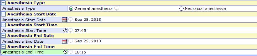 Anesthesia Type Anesthesia Start Date Anesthesia Start Time Anesthesia End Date Anesthesia End Time These new fields are shown in the screenshot below: User Support/Unit Secretaries The Unit
