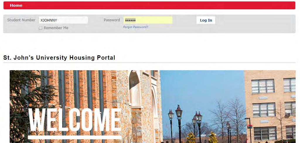 SJU Housing Portal log in: Students not currently residing in the residence halls will enter the portal via the web link found in their email.