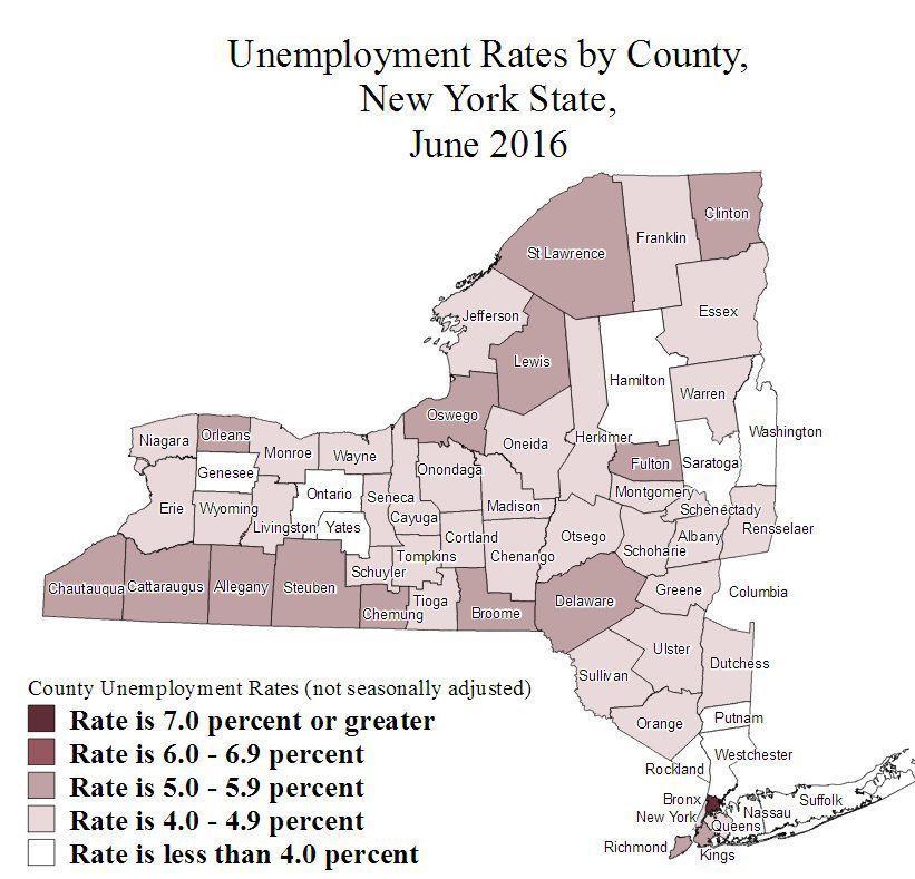 Unemployment Delaware County November 2011 Table 1-7 Unemployment 2010-2015 November 2012 November 2013 November 2014 November 2015 8.3% 8.3% 6.9% 6% 5.3% New York State 8.2% 7.7% 7% 5.7% 4.