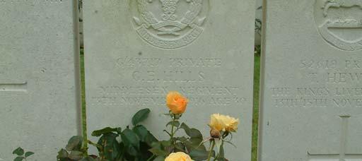 Son of Mrs W Hills of The Street, Egerton, Ashford, Kent. Buried in the Serre Road Cemetery Number 2, Somme, France.