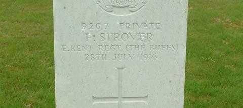 Frank may have resided at either 16 Apsley Street, Ashford or 88 New Street, Ashford. The Street, Egerton Private 645001 Herbert William STROVER. 20 th London Regiment.