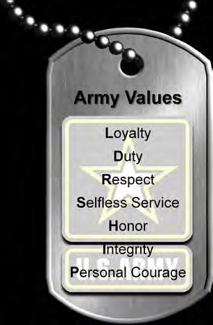 Values The Army Values are a key element of the Profession of Arms and the Army Ethic. They embody our culture of service to the nation, and guide our behavior in all situations.