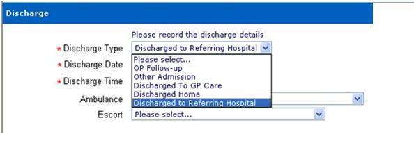45 Discharge/Transfer Discharge options Patient DISCHARGED GP