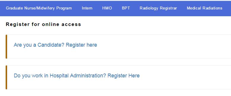 Register here Step 3: Select Graduate Nurse / Midwifery Program (GNMP) Computer Match 2017/2018 All other