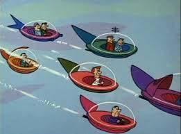 (Only he gets stuck in more traffic. ) George Jetson: Those darn regulations! George Jetson: There's another opening. (He tries to take that one, only to find someone else has taken it first.