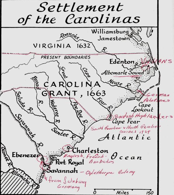 South Carolina 1663 The Carolinas were granted to 8 English noblemen
