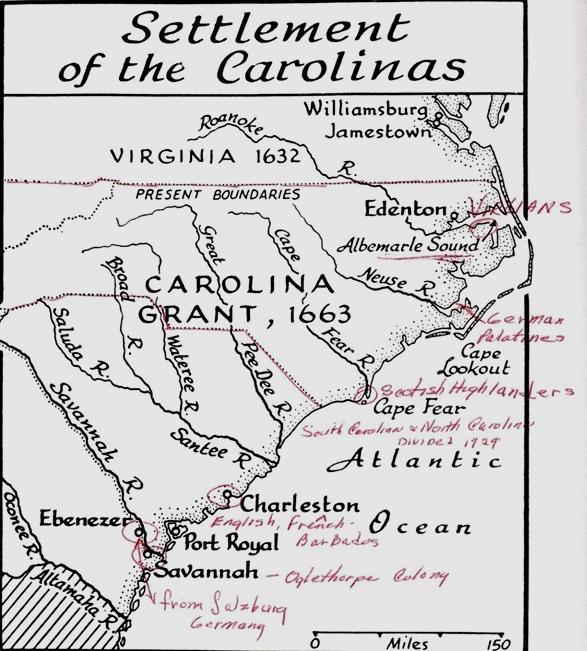 North Carolina 1584 Grant to Raleigh 1585 First colony 1586 Colonists returned to England 1587 Roanoak Colony established, disappeared,