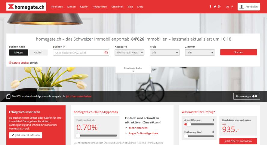 Marketplaces and Ventures Homegate Switzerland s leading real estate