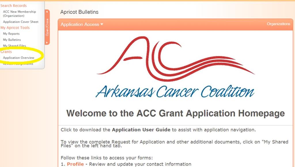 To begin your application you have to complete the grant application