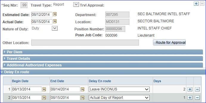 If the Actual Depart and Report dates are not the same, use the Actual Day of Report option to account for the