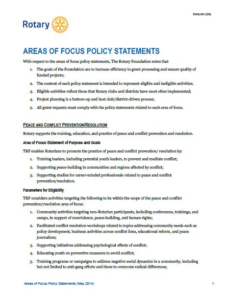 #2 AREA OF FOCUS Review areas of focus policy statements Identify most appropriate area of focus based on needs assessment Design project based