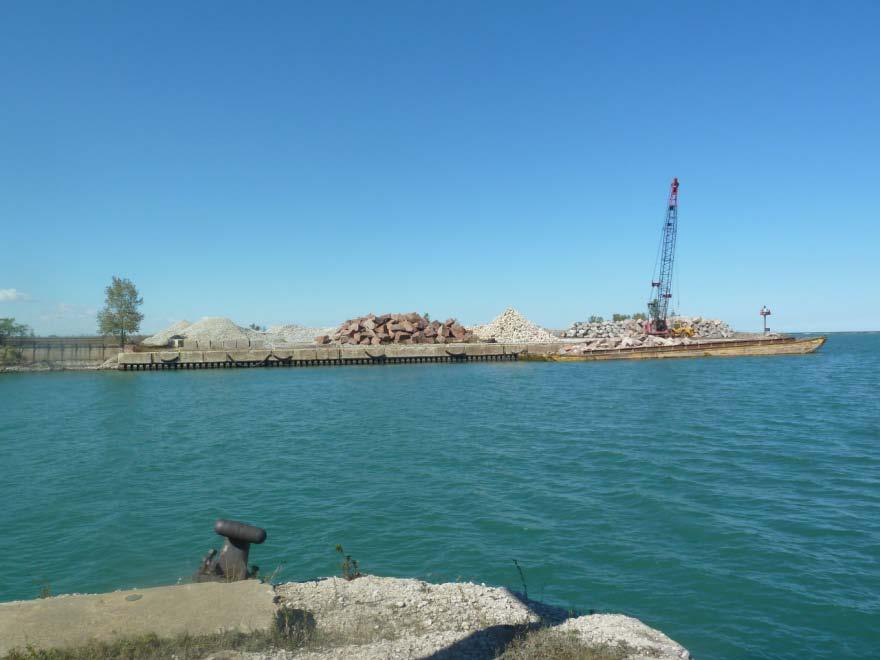 6. Chicago Area Stone Storage Dock: Chicago Stone Dock serves as a staging and storage area for assorted sizes and types of stone used for the repair of breakwaters at the various Chicago