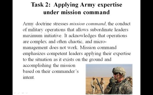 the profession: o inspires American citizens to a calling of service o develops their talents and character o certifies them to be Army professionals Ask your group: How is this expert knowledge