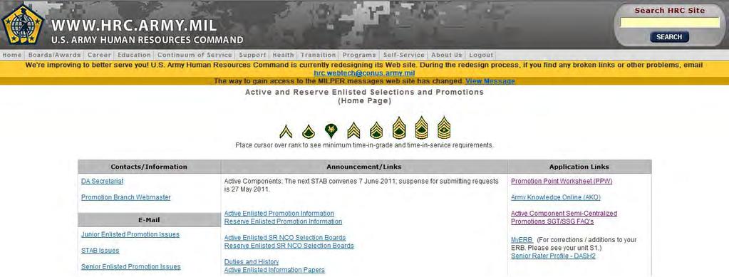mil, see [Figure 13]. Click on Promotion Worksheet. From the HRC website https://www.hrc.army.