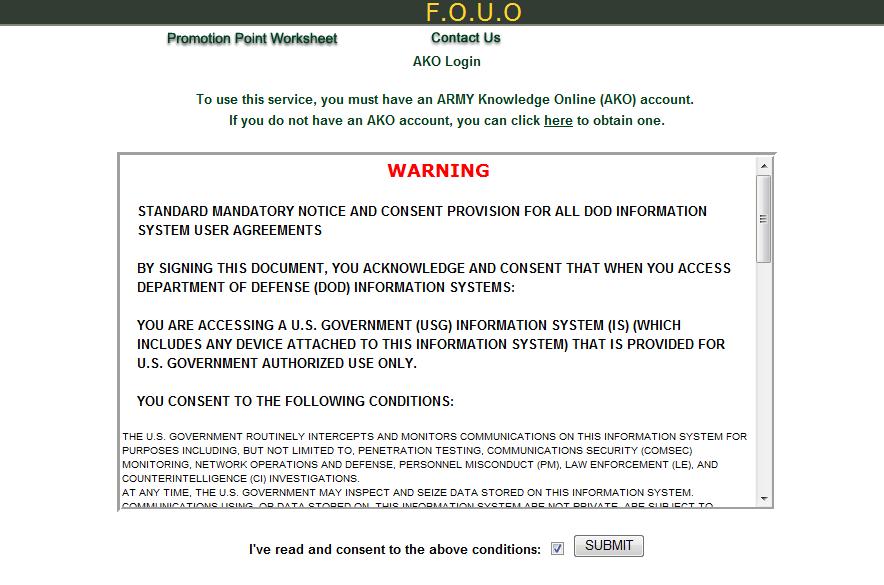 2. The PPW login screen will appear. Read the warning message.