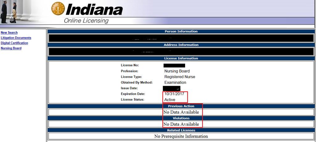 VERIFICATION OF LPN LICENSE Step 3: Click on your name to go to the next screen.