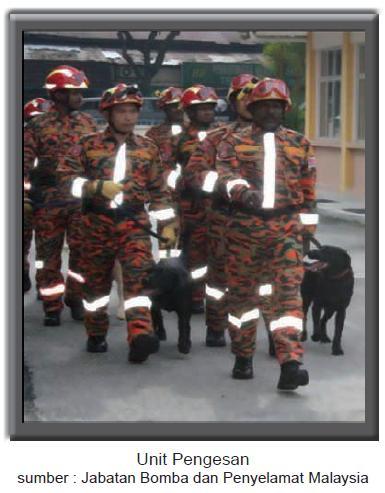 6. Unit Pengesan (Canine) Unit Pengesan, Jabatan Bomba dan Penyelamat Malaysia telah ditubuhkan pada 26 April 2002.