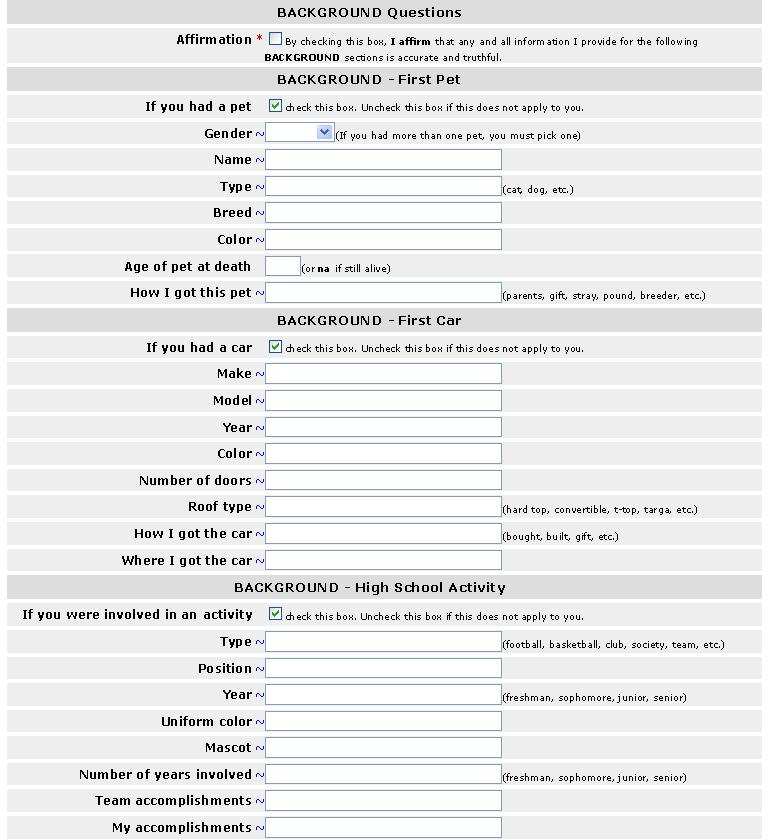 Data Entry Entries in these sections are used to develop identification data for Personnel Recovery Reports If a section applies, place a check in the box at the beginning of the section.