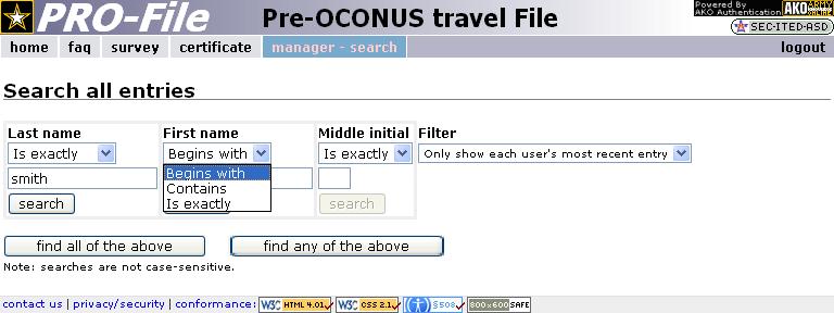 PRO-File Manager Search A variety of searches may be performed Search functions are available to all users E-6 and above Note: searches will only