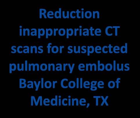 Reduction inappropriate CT scans for suspected